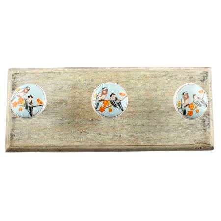 Multicolor Bird Ceramic Wooden Hook Online